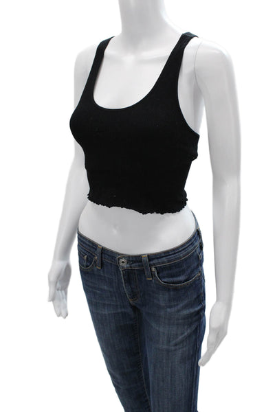 Spiritual Gangster Womens Cropped Sleeveless Tank Black Round Neck Size M