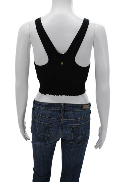 Spiritual Gangster Womens Cropped Sleeveless Tank Black Round Neck Size M