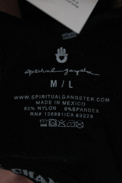 Spiritual Gangster Womens Cropped Sleeveless Tank Black Round Neck Size M