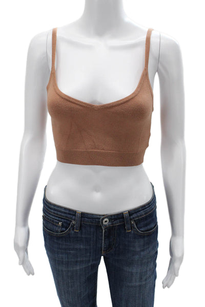 Intermix Women Cropped Camisole Brown V-Neck 72% Viscose Polyester Size S