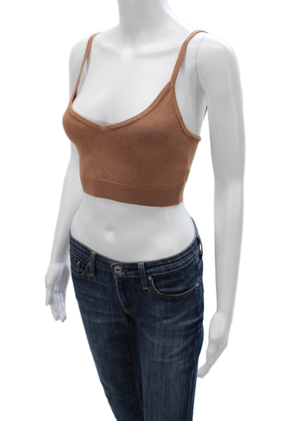Intermix Women Cropped Camisole Brown V-Neck 72% Viscose Polyester Size S