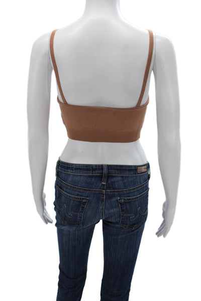 Intermix Women Cropped Camisole Brown V-Neck 72% Viscose Polyester Size S