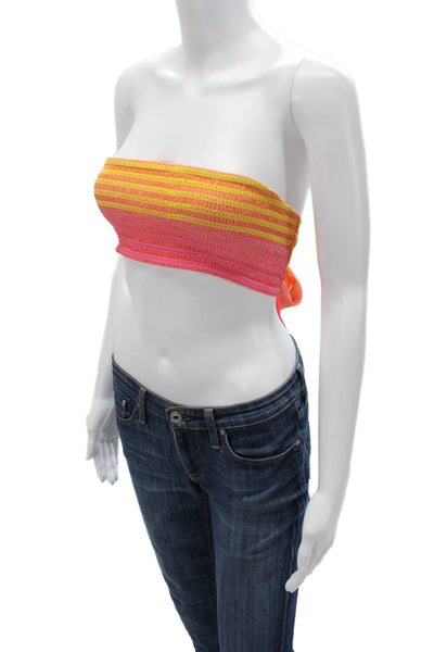 Rococo Sand Womens Cropped Sleeveless Striped Orange Viscose Top Size S