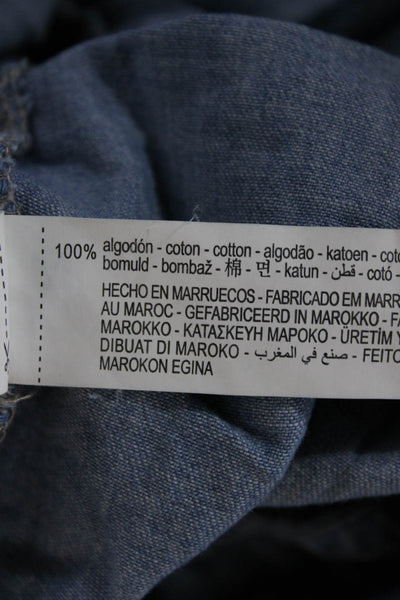 Zara Womens Maxi Slip Dress Blue V Neck Sleeveless Cotton Mid Calf Size S