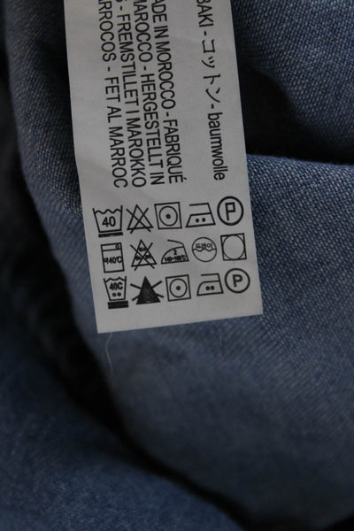 Zara Womens Maxi Slip Dress Blue V Neck Sleeveless Cotton Mid Calf Size S