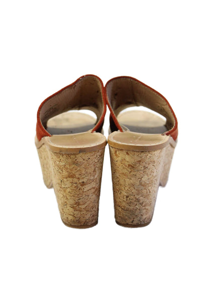 Zara Woman Womens Suede Platform Slip On Sandals Orange Size 36 6