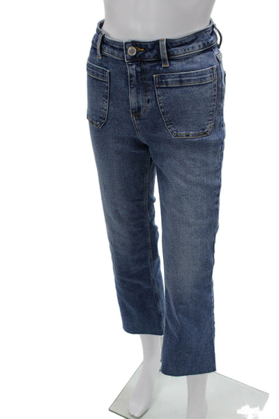 Zara Womens Cropped Mom High Rise Blue Cotton Jeans Size 4