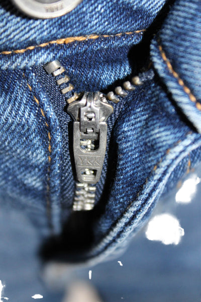 Zara Womens Cropped Mom High Rise Blue Cotton Jeans Size 4