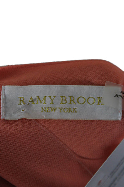 Ramy Brook Women Orange Silk Paisley V-Neck Short Sleeve Bohemian Blouse Size S