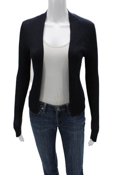 Theory Women Dark Blue Linen Blend Cardigan Long Sleeve Size S