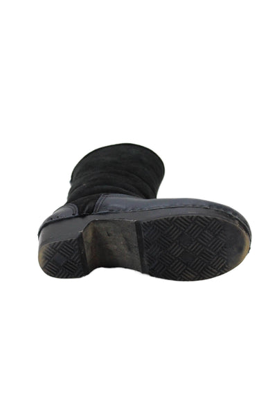 No. 6 Store Womens Suede Wooden Heels Boots Shoes Black Size 9