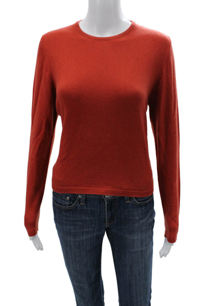 Gillian Hunter Cashmere Womens Orange Cashmere Pullover Sweater Size L