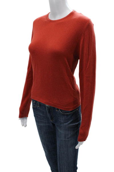 Gillian Hunter Cashmere Womens Orange Cashmere Pullover Sweater Size L
