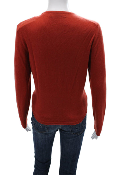 Gillian Hunter Cashmere Womens Orange Cashmere Pullover Sweater Size L
