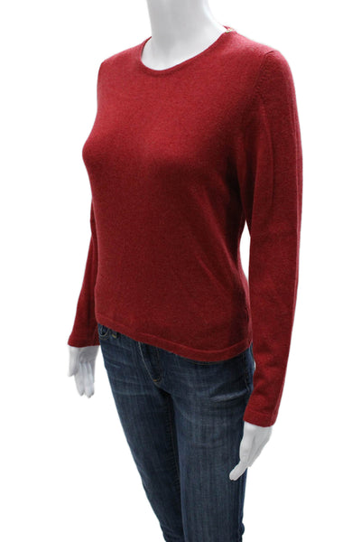Gillian Hunter Cashmere Women Pullover Sweater Red Crew Neck Size M