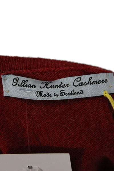 Gillian Hunter Cashmere Women Pullover Sweater Red Crew Neck Size M