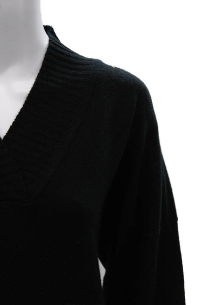 Gillian Hunter Cashmere Women Black V-Neck Pullover Sweaters Long Sleeve Size M