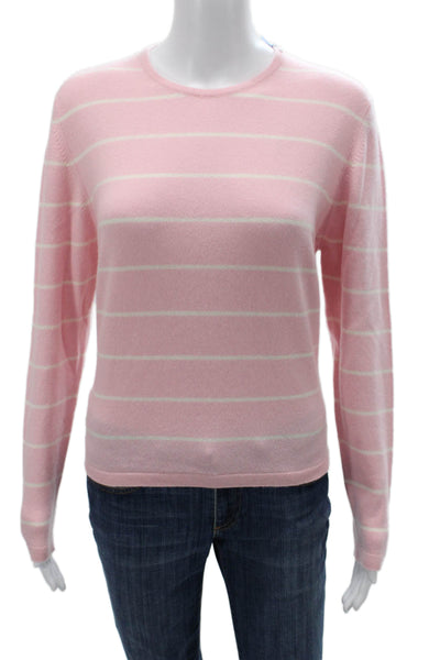 Gillian Hunter Cashmere Women Striped Crewneck Pullover Pink Cashmere Size XL