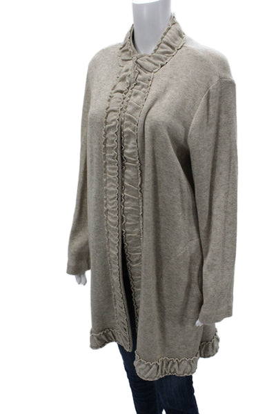 Pure Essence Womens Beige Cardigan Mock Neck Long Sleeve Size XL