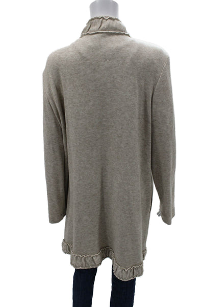 Pure Essence Womens Beige Cardigan Mock Neck Long Sleeve Size XL
