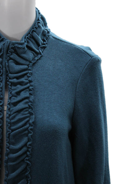 Pure Essence Women High Neck Long Sleeve Coatigan Blue Size M