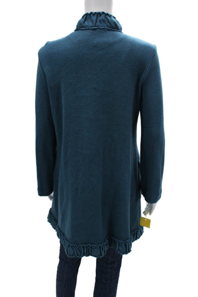 Pure Essence Women High Neck Long Sleeve Coatigan Blue Size M
