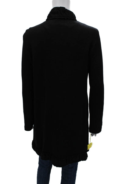 Pure Essence Women Black High Neck Long Sleeve Zip Coatigan Size L