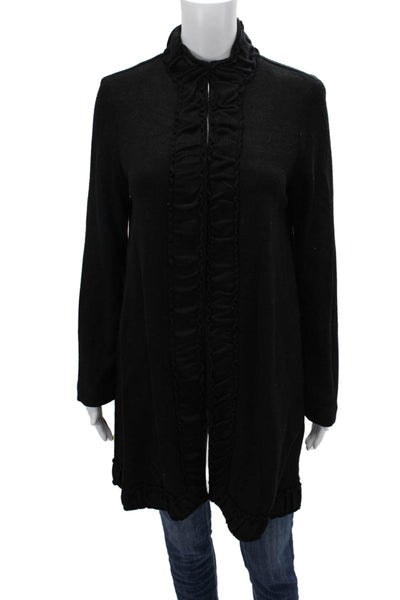 Pure Essence Women High Neck Zip Black Coatigan Sweater Size S