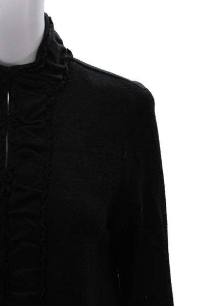 Pure Essence Women High Neck Zip Black Coatigan Sweater Size S