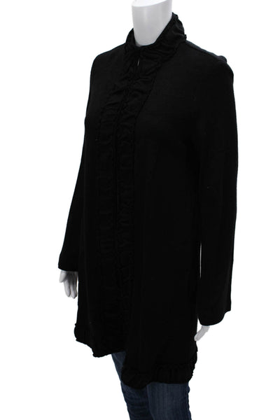 Pure Essence Women High Neck Zip Black Coatigan Sweater Size S