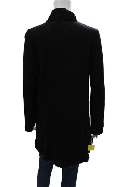 Pure Essence Women High Neck Zip Black Coatigan Sweater Size S