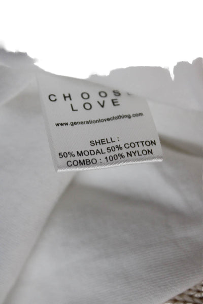 Generation Love Women White Round Neck Short Sleeve T-Shirt Size S