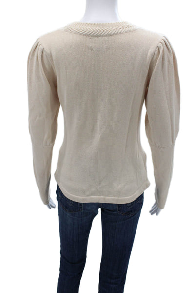Saylor Women Pullover Sweater Floral Crew Neck Long Sleeve Beige Size S
