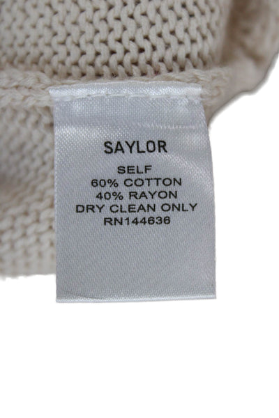 Saylor Women Pullover Sweater Floral Crew Neck Long Sleeve Beige Size S