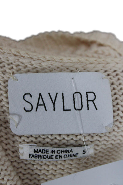 Saylor Women Pullover Sweater Floral Crew Neck Long Sleeve Beige Size S