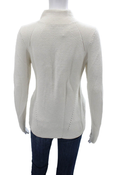 J. Mclaughlin Womens Pullover Mock Neck Long Sleeve White Cotton Wool Size S