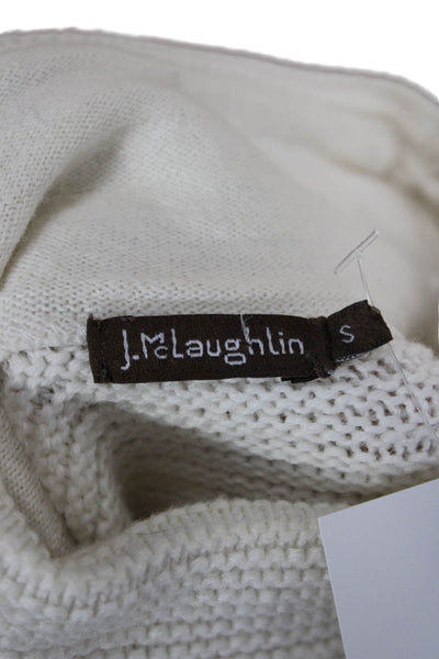 J. Mclaughlin Womens Pullover Mock Neck Long Sleeve White Cotton Wool Size S
