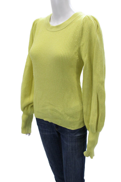 ALC Womens Pullover Sweater Yellow Crew Neck Cashmere Blend Size M