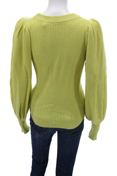 ALC Womens Pullover Sweater Yellow Crew Neck Cashmere Blend Size M