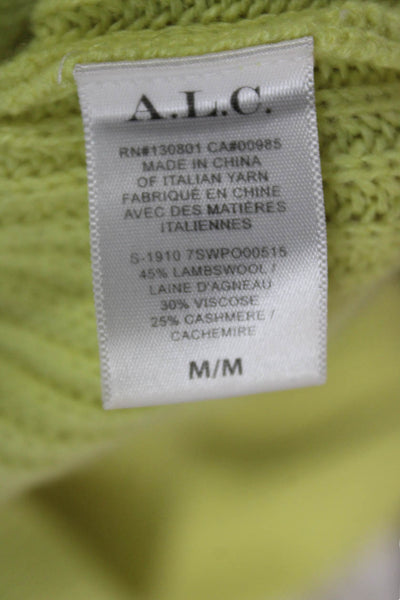 ALC Womens Pullover Sweater Yellow Crew Neck Cashmere Blend Size M