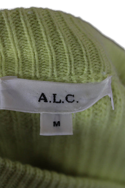 ALC Womens Pullover Sweater Yellow Crew Neck Cashmere Blend Size M