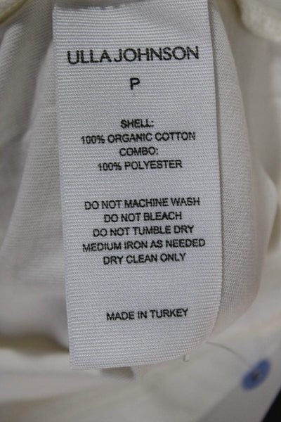 Ulla Johnson Women White Cotton Crewneck Short Sleeve Tee Petite Size S