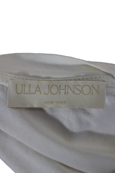 Ulla Johnson Women White Cotton Crewneck Short Sleeve Tee Petite Size S
