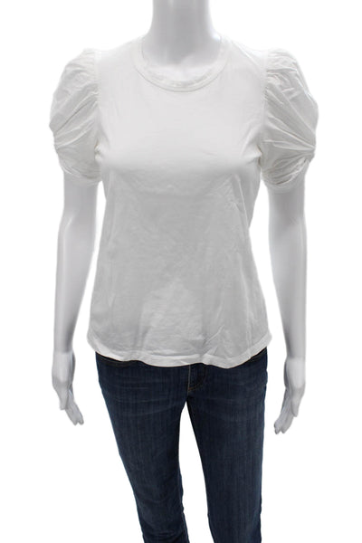 ALC Women Basic White Cotton Crew Neck T Shirt Short Sleeve Petite Size S