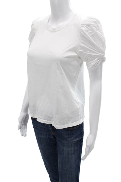 ALC Women Basic White Cotton Crew Neck T Shirt Short Sleeve Petite Size S