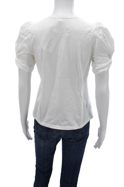 ALC Women Basic White Cotton Crew Neck T Shirt Short Sleeve Petite Size S