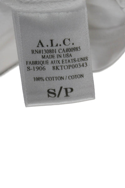 ALC Women Basic White Cotton Crew Neck T Shirt Short Sleeve Petite Size S