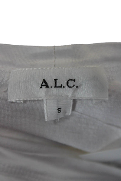 ALC Women Basic White Cotton Crew Neck T Shirt Short Sleeve Petite Size S