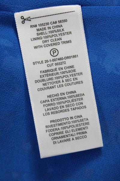 Equipment Femme Women Fit & Flare Mini Blue Silk Dress V-Neck Size 4