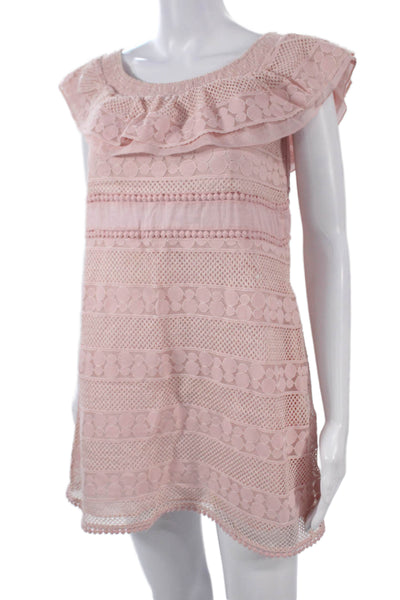 Christopher Fischer Women Cardigan Pink Sleeveless Round Neck Geometric Size L